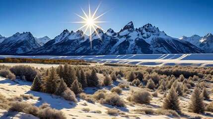 Panoramic view of snow-capped mountains in New Zealand