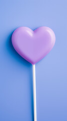 heart shaped lollipop for valentine's day on plain background