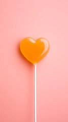 heart shaped lollipop for valentine's day on plain background