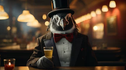 Tuinposter trickfilm sketched Penguins at the bar © Robert