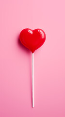 heart shaped lollipop for valentine's day on plain background