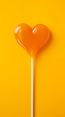 heart shaped lollipop for valentine's day on plain background