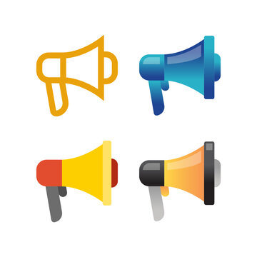 Megaphone icons set. Electric megaphone symbol. Loudspeaker megaphone icon collection.