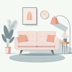 Vector sofa with flat design style