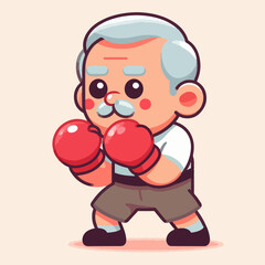 Vector of grandfather having a smackdown with flat design style