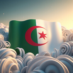 Algerian flag 3d - obrazy, fototapety, plakaty