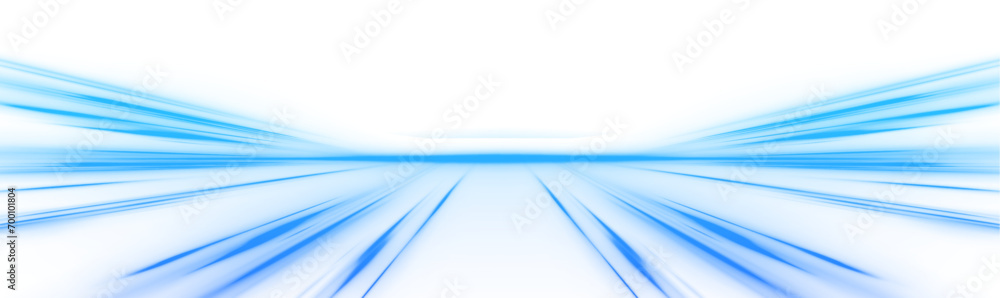 Poster Digital image of light rays, striped lines on a blue light background. Design element for visualizing air or water flow. Light, light garland PNG. 