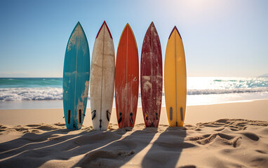 Vibrant Surfboards Ready for Coastal Adventure
