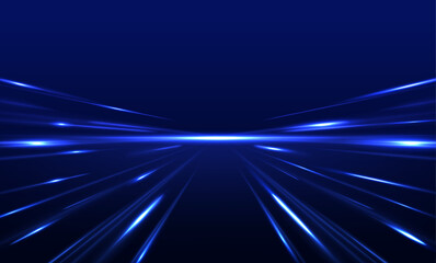 	
Image of speed motion on the road. Abstract background in blue and purple neon glow colors. Speed of light in galaxy. Panoramic high speed technology concept, light abstract background. Vector.	