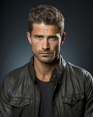 Obraz premium Studio portrait of an attractive and confident man on a dark background