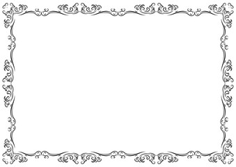 Vintage frame and border ornament. Classic swirl divider filigree. Hand drawn vector illustration. Element for decorative frame, template, document, new year greeting card, invitation, certificate.