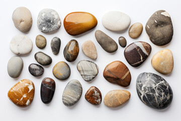 Fototapeta na wymiar beach pebbles on white background