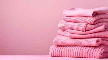 Pink knitted wool sweaters