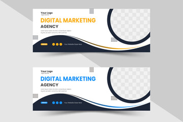 Digital marketing agency Facebook cover or web banner for digital marketing business template design . - obrazy, fototapety, plakaty