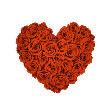 bouquet di rose a forma di cuore - illustrazione 3d 