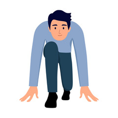 Ready to start business, begin new job or preparation for work, focus and willingness concept, confidence motivated businessman be prepared at start race line and ready to win the competition.