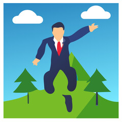 Jumping with excitement vektor icon illustation