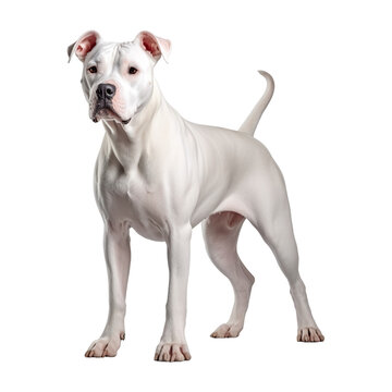 Portrait of Dogo Argentino dog standing isolated on transparent of white background