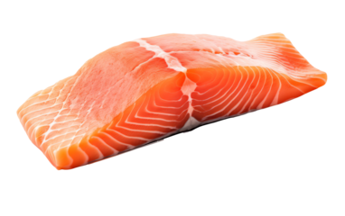 a piece of salmon on a white background