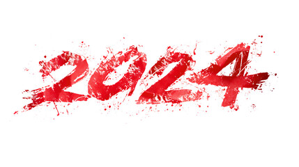 赤文字　2024　ペンキ　落書き　年賀　手書き