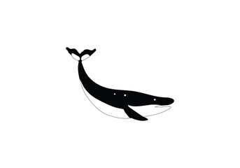 Blue Whale minimal style illustration design illustration