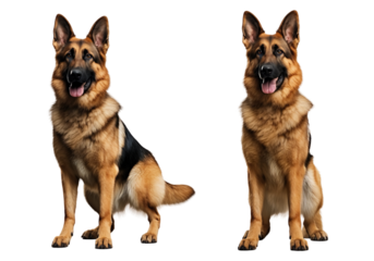 Set of German Shepherd dog multi pose isolate on transparent background, cutout, png