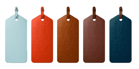 a group of tags with leather texture