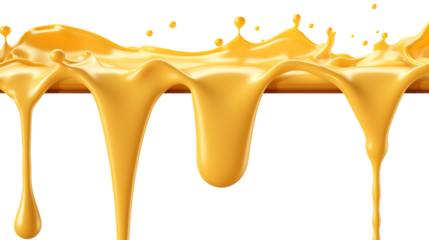 a yellow liquid flowing down from a stick
