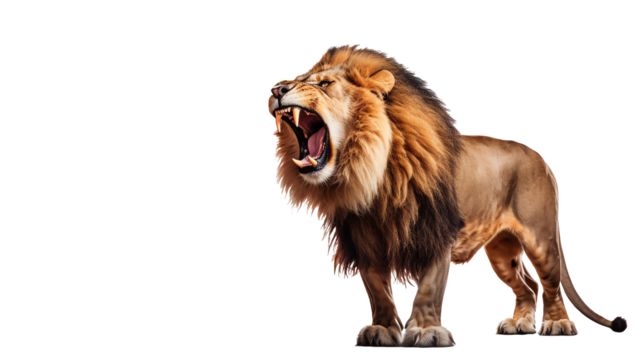 a lion with its mouth open