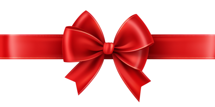a red bow with a ribbon
