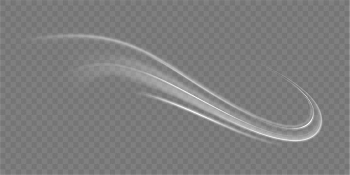White shiny sparks of spiral wave. Imitation of the exit of cold air from the air conditioner. Light white Twirl. Curve light effect of white line. 