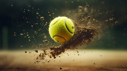 Shot in motion tennis ball bouncing
