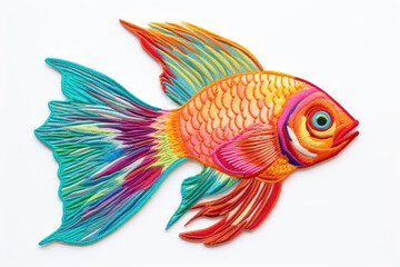 embroidered colorful fish isolated on white