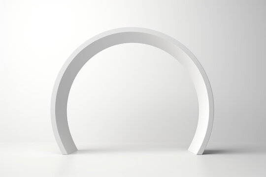 3d rendered empty white background stage with arch for product presentation