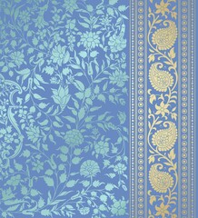 wedding card design, traditional paisley floral pattern , royal India	