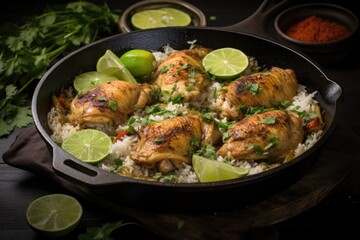 Fototapeta premium One pan coconut lime chicken with rice
