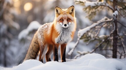 Obraz premium Red fox in the winter forest
