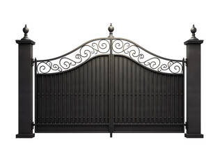 a black gate with a white background