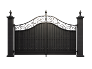 a black gate with a white background