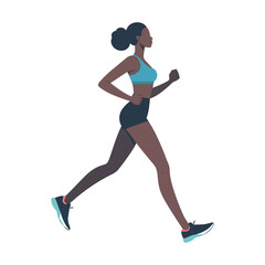 Fototapeta na wymiar Black woman jogging flat design vector illustration