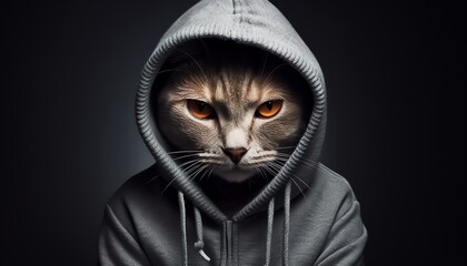 a cat wearing a hoodie