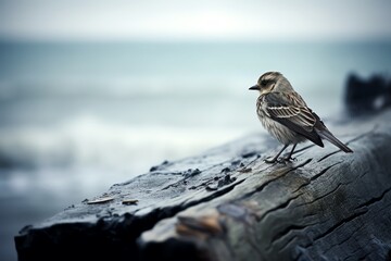 a bird standing on a log