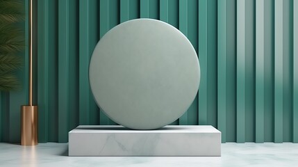 a white circle on a pedestal