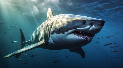 Fototapeta premium a shark swimming in the water