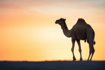 a camel standing in the desert
