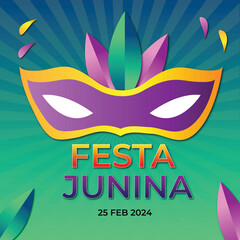 Obraz premium Colorful brazilian carnival banner template, social media cover design template