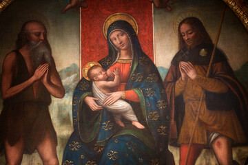 Interior of Sant Ambrogio church in Milan, Italy. Painting