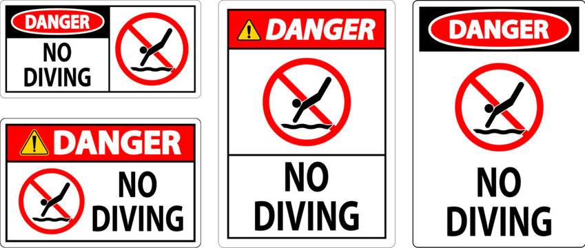 Swimming Pool Sign Danger No Diving