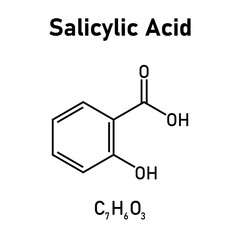 Chemical structure of Salicylic acid (C7H6O3). Chemical resources for teachers and students. Vector illustration.
