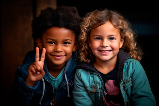 black boy with blonde girl. mix of races